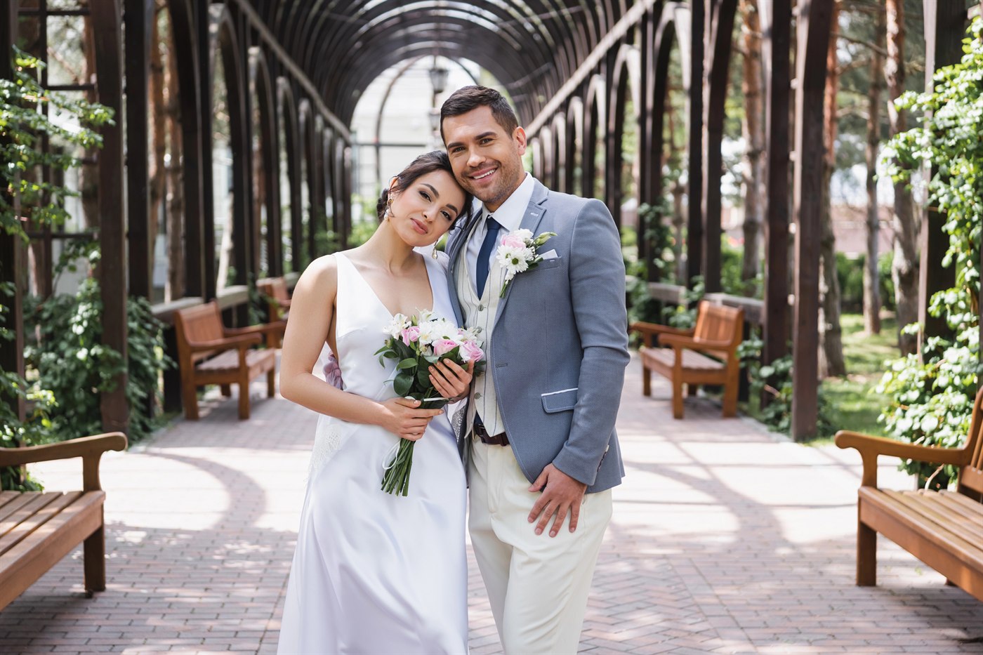 Bride and groom ready to plan their wedding event
